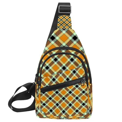 Bandolera cruzada para senderismo y viajes con diseño a cuadros