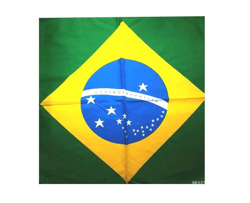 Pañuelo de algodón de 51 x 51 cm con diseño de bandera de Brasil, Como se muestra en la imagen., talla unica