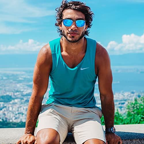 CARFIA Retro Polarized Sunglasses for Men UV Protection Fashion Cool Driving Sun Glasses Metal Square Frame CA53762