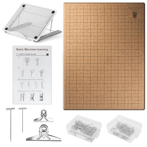 12&times;16 Inch Macrame Board and Pins Kit, Double Sided Grids Handmade Braiding Macrame Board with...