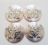 Decepticon Transformers Silver 3D Wheel Center Decal Emblems (4 pcs)
