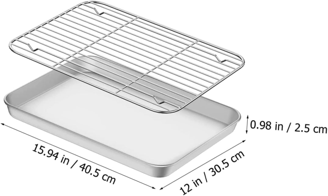 1set Baking Tray Cooling Rack Multi-function Baking Pan for Home and Camping Non-stick Design for Cookies and More