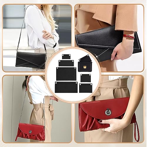 WADORN 6 Sizes Purse Conversion Organizer Insert, Felt Handbag Organizer Inner Pocket Wallet Clutch Bag Conversion Kit with Eyelet Pochette Bag in Bag Accessory, Black