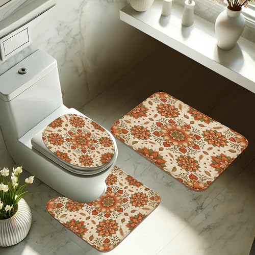Rideau de douche imperméable en polyester motif automne orange 183x183 cm