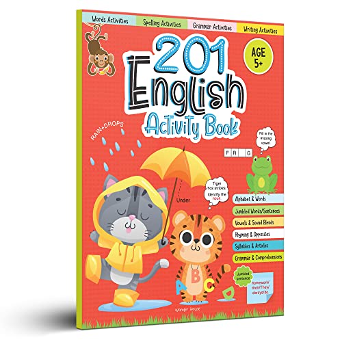 Image of 201 English Activity Book: Fun Activities and Grammar Exercises | Alphabet & Words, Rhyming & Opposites | Ages 5-9 | 4+ Hours of Interactive Learning