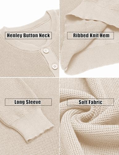 COOFANDY Men's Waffle Henley Shirts Crewneck Lightweight Sweater Long Sleeve Causal Knitted Pullover T Shirt4