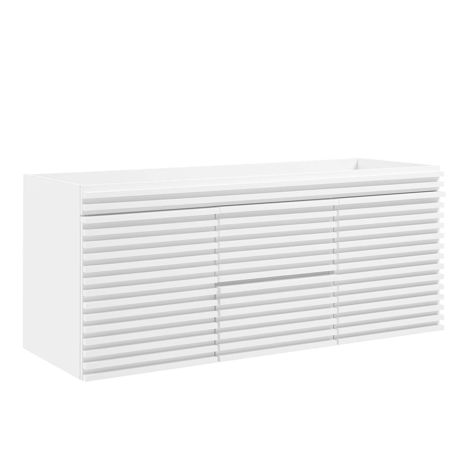modway render 48" double sink compatible (not included) bathroom vanity cabinet in white