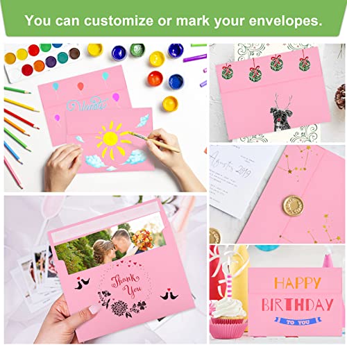 Image of 50 Packs 5x7 Envelopes, A7 5x7 Envelopes for Invitations, Printable Invitation Envelopes Self Seal for Weddings, Invitations, Photos, Greeting Cards, Mailing (Pink)