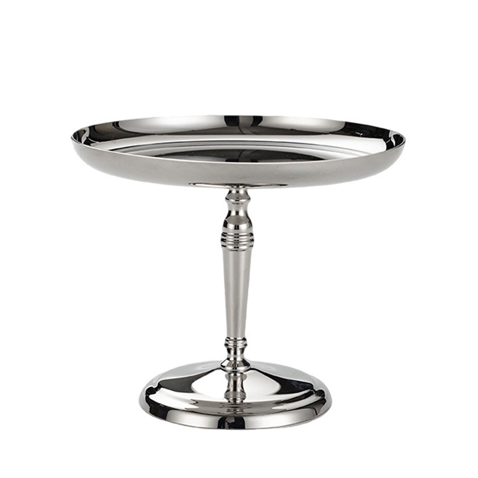 Footed Stainless Steel Dessert Tray Round Cake Plate for Serving Snacks Fruits and Appetizer in Homes Restaurant Stainless Steel Cake Serving Tray