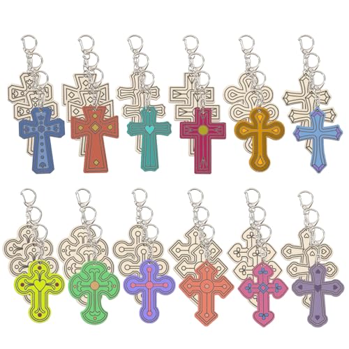 Porte clés croix en bois à personnaliser pour cadeaux d'invités et fêtes de famille