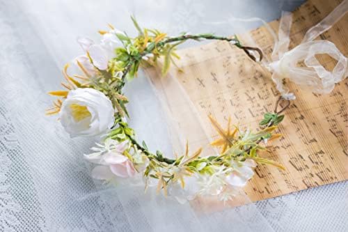 vaiyiyav Bohemian headband, artificial floral garland, bridal wedding headdress, flower girl flower crown, crown garland, party headband decoration (A6)
