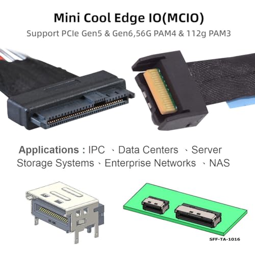 Cable PCIe 5.0 MCIO 4X Mini Cool Edge IO a U.2 SFF-8639 50 cm miniatura 3