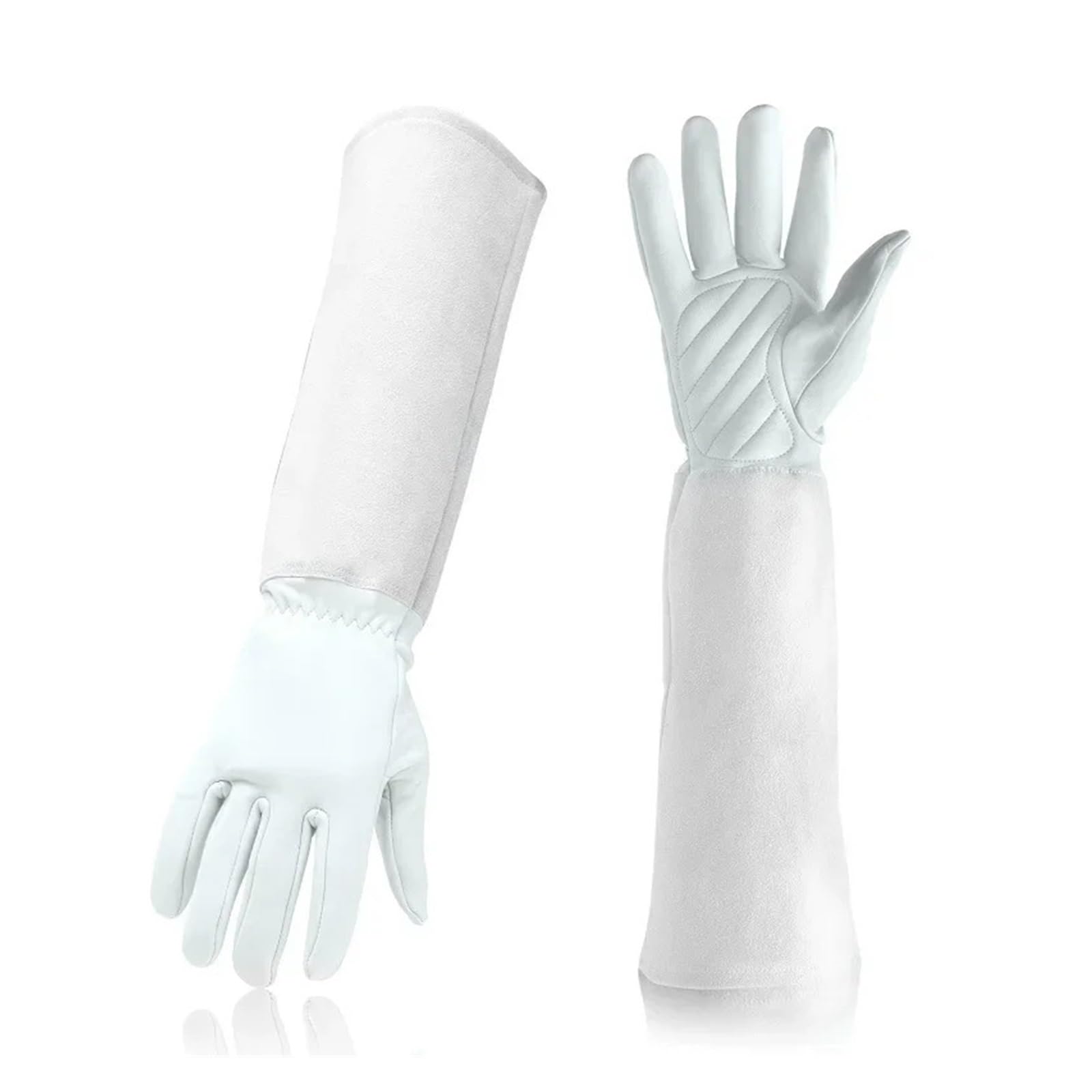 Guantes largos de jardinería con estampado floral, de piel sintética, unisex, multicolor(White Sheepskin)
