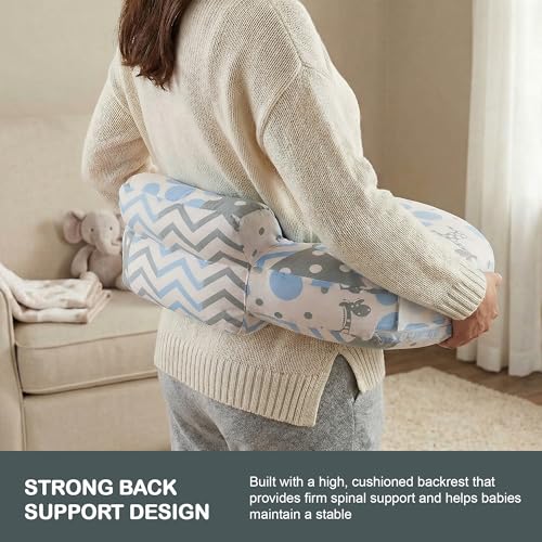 Image of BAYBEE Feeding Pillow for New Born Baby with Foldable Breastfeeding Cover | Ergonomic Feeding Cover for Nursing Mom with Adjustable Velcro | Nursing Pillow with Removable & Washable Covers (Blue)