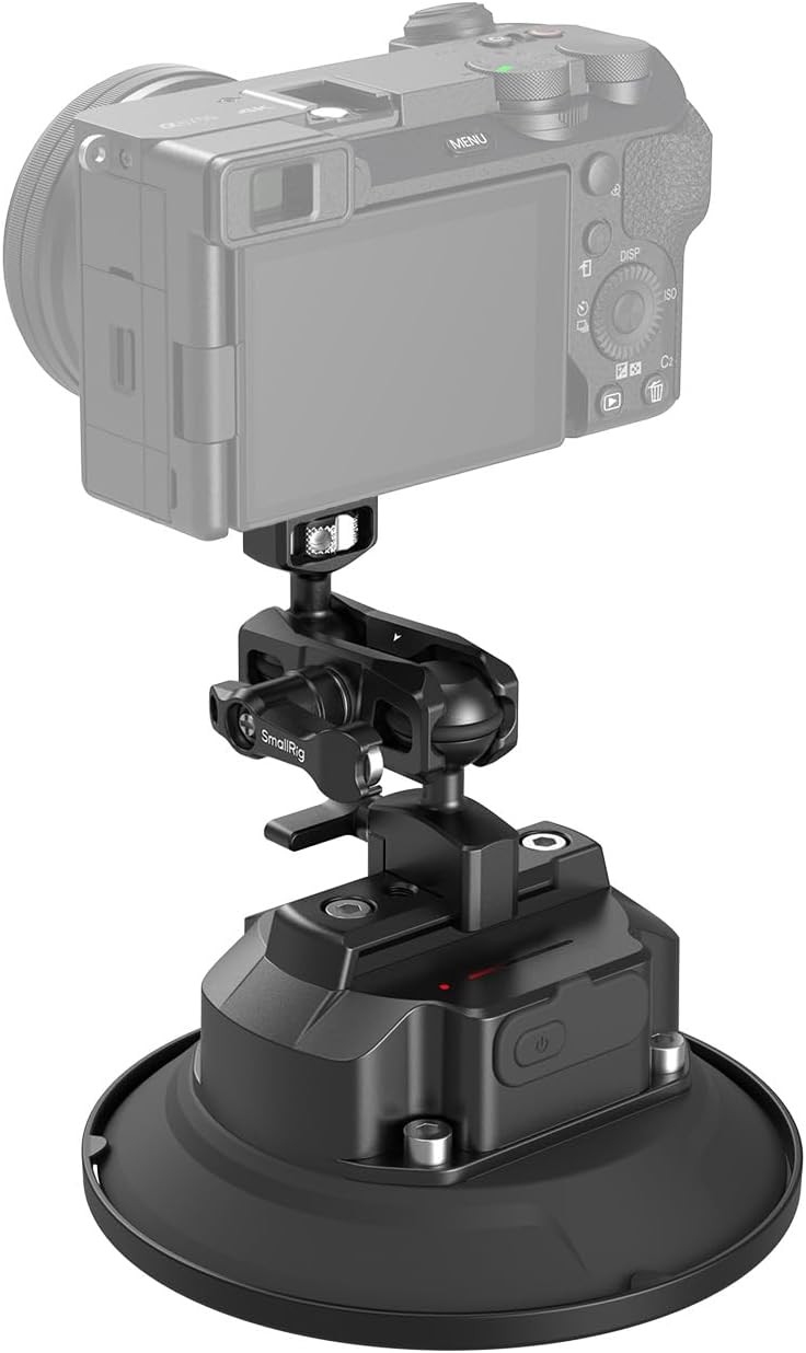 SMALLRIG 5" Electric Camera Suction Cup Mount Kit with Magic Arm with Ball Head for Vehicles, 2000mAh Battery, Type-C, Electric Motor, Camera Car Mount for GoPro, for DJI, for Insta360-5399