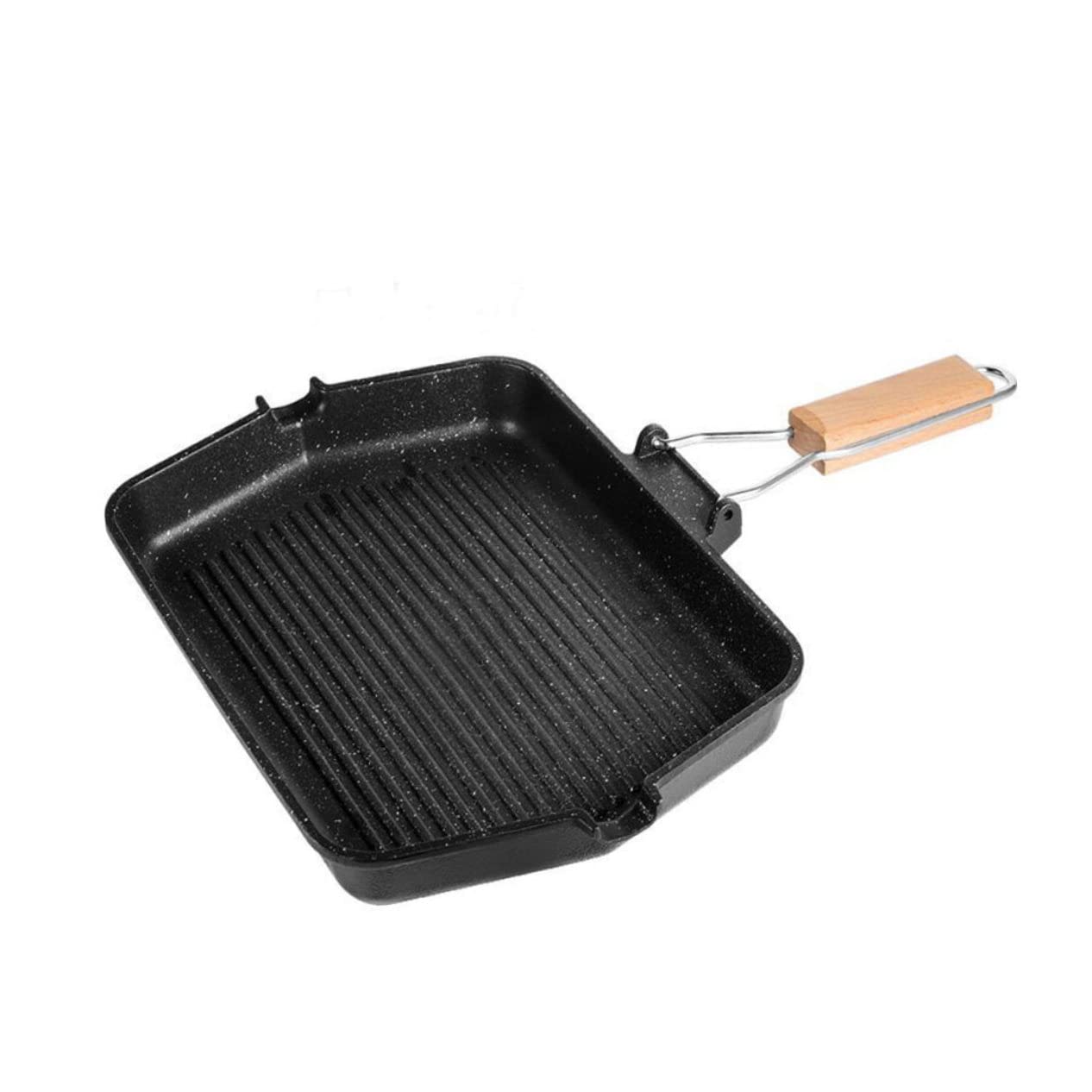 SHINEOFI Padella Grill Antiaderente in Ferro Nera per Cottura senza Fumo, Adatta per Barbecue, Grigliata e Uso Domestico