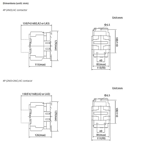 Miniatura 6 de ATO Contactor de CA de 95 amperios y 4 polos 24v 110v 220v Formulario de contacto de bobina con base de montaje para iluminación de riel DIN