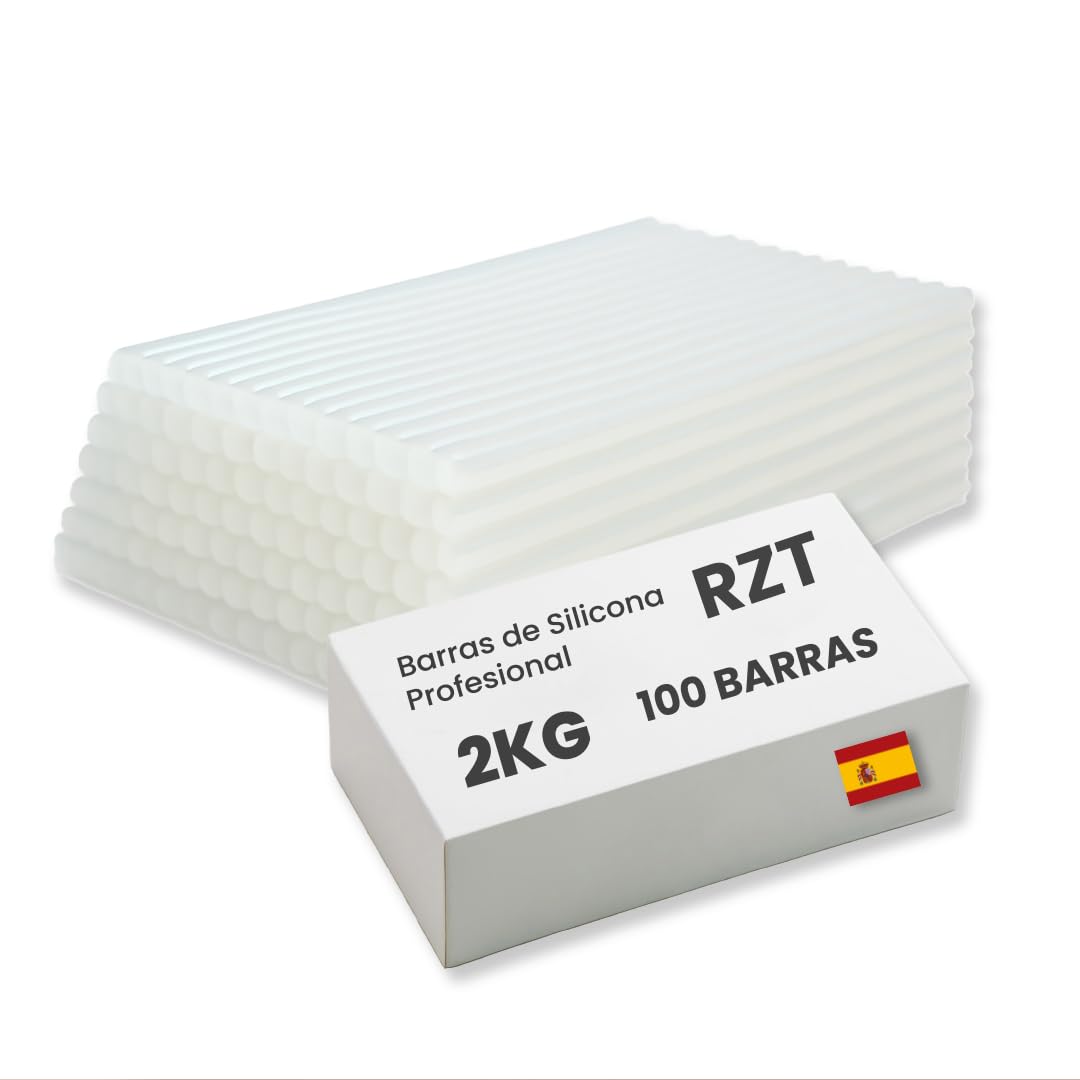 RZT | Cola Termofusible Traslúcido Para Pistola | Barras Para Pistola Caliente Transparente 11mm X 200mm | Uso Profesional | Termofusible Resistente Para Manualidades Y Reparaciones | 2Kg 100 Barras