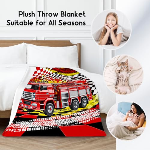 Boys Blanket, Fire Truck Blanket for Boys, Car Gifts for Kids, Warm Fleece Throw for Couch & Sofa, 40"x50"