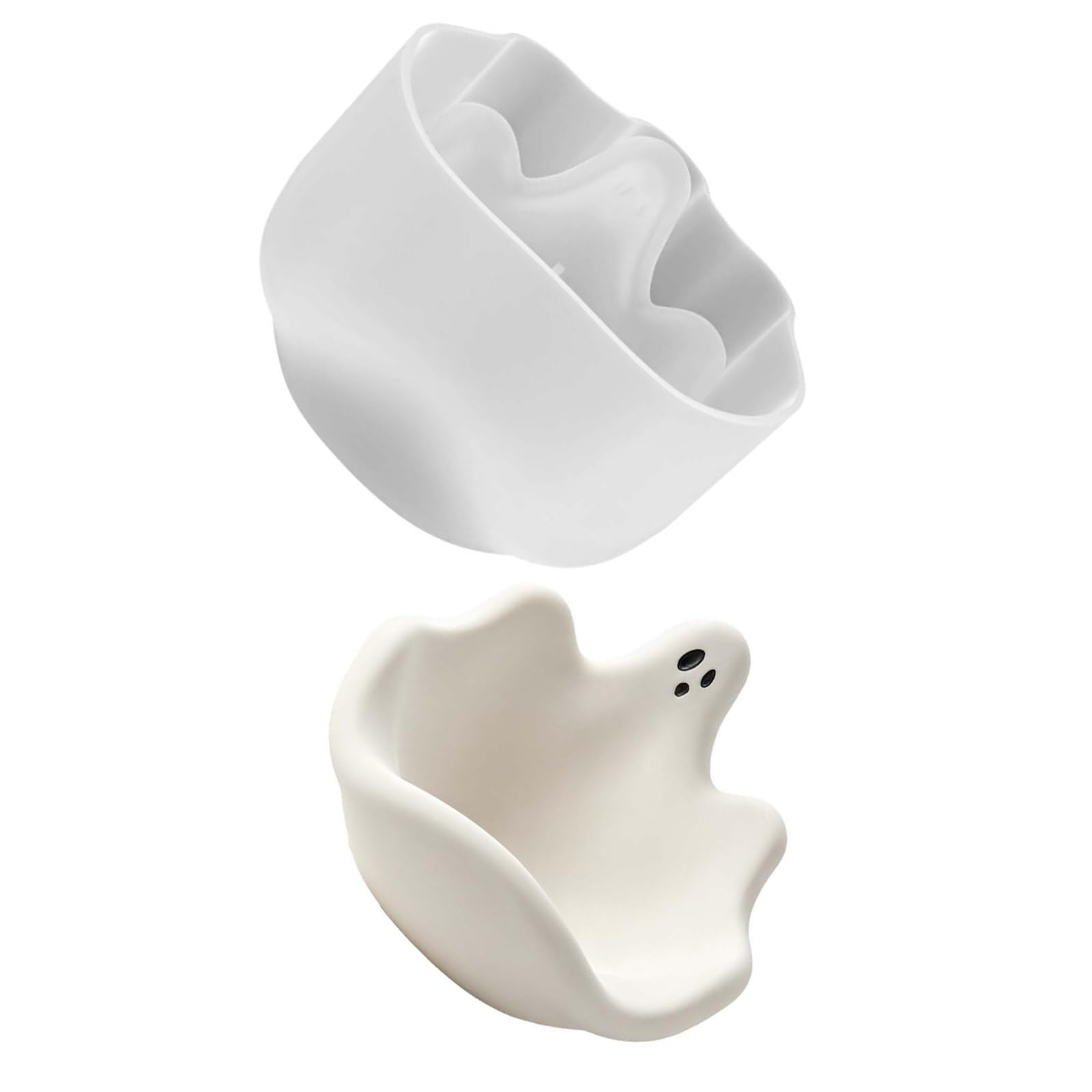 Elnwnnkc Halloween Decor Mold White Silicone Casting Form for Resin, Wax, Clay and Plaster Trinket Tray Projects with Bowl Shape Detail Halloween Bowl Silicone Mold Resin Casting Plaster