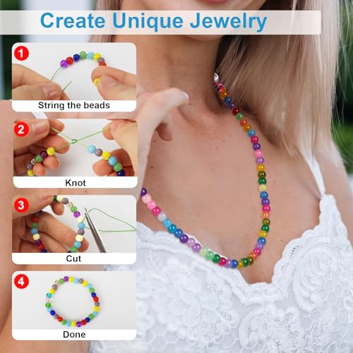 Image of XSEINO About 1200PCS 6mm Original Color Glass Beads Bracelet Making Kit,24 Assorted Color Series Colorful Crystal Beads for Bracelet and Jewelry Making and DIY Crafts,Friendship Bracelets