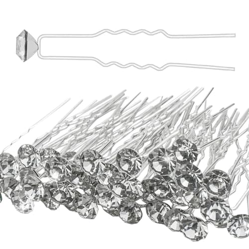 60 Forcine Per Capelli Con Strass - Per Matrimoni E Occasioni Speciali | Colore Argento - Foto 3