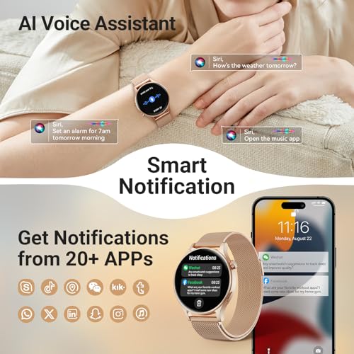 Image of Fitpolo Smart Watch for Women,1.3 inch AMOLED Touchscreen Fitness Tracker, Make /Answer Calls, Heart Rate SpO2 Monitor,IP68 Waterproof,Sleep Activity Tracking Smartwatch for Android Phones iPhone (Bronze)