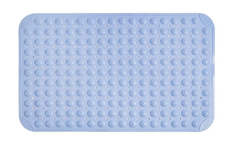 Light Blue 30×18 Upgraded Raised-dot Bathroom Non-Slip Suction Cups, Shower mats and Bathtub mats with Drain Holes and Small Raised dots for