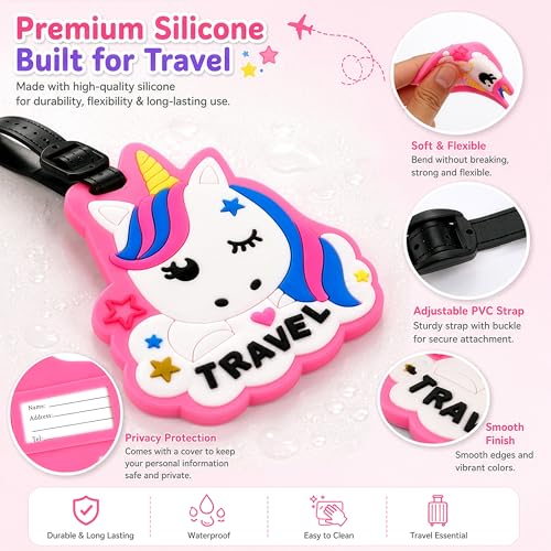 Image of Storite Silicone Luggage Tags | Cute Character Tag with Black Strap