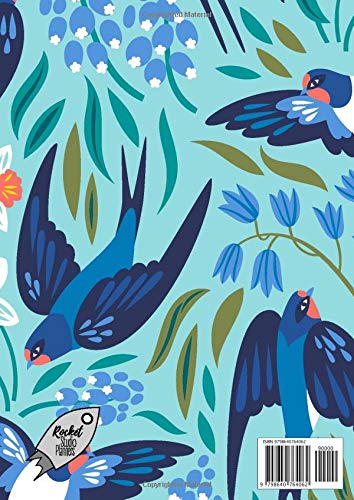 2020-2021: A4 Week to View Academic Diary with UK Dates | August 2020 - July 2021 | Cute Retro Bluebirds