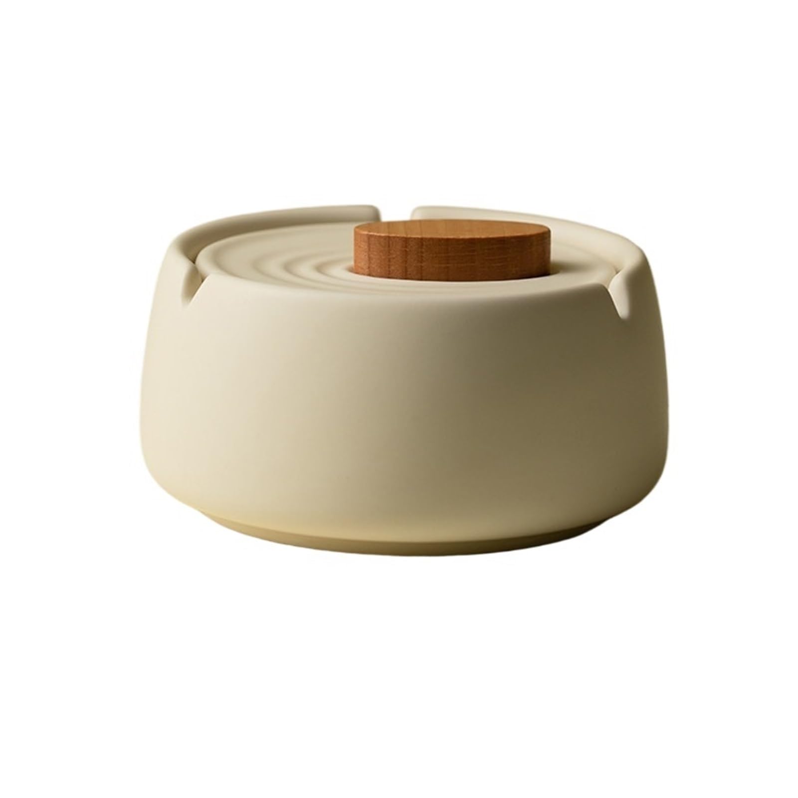 Cigarettes Ashtrays Cream Ceramic Ashtray with Lid for Office Hotel Retro