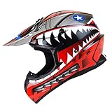 1Storm Adult Motocross Helmet BMX MX ATV Dirt Bike Downhill Mountain Bike Helmet Racing Style HKY_SC09S; Shark Red -  Power Gear Motorsports