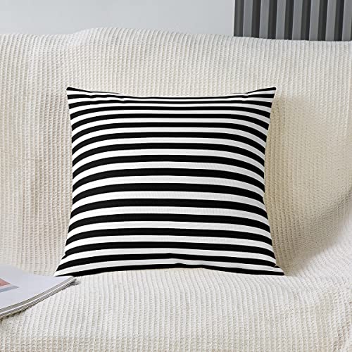 Image of Striped Throw Pillow Cover 22x22 Black and White Stripe Pillow Cover Kids Boys Girls Women Men Farmhouse Ticking Stripes Cushion Cover Modern Geometric Lines Abstract Gothic Decorative Pillow Cover