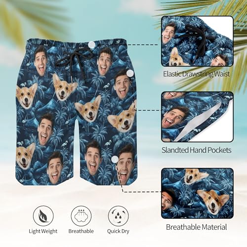 Custom Mens Swim Trunks Personalized Swim Shorts with Face Tropical Quick Dry Swim Suits Beach Board Shorts Bathing Suit3