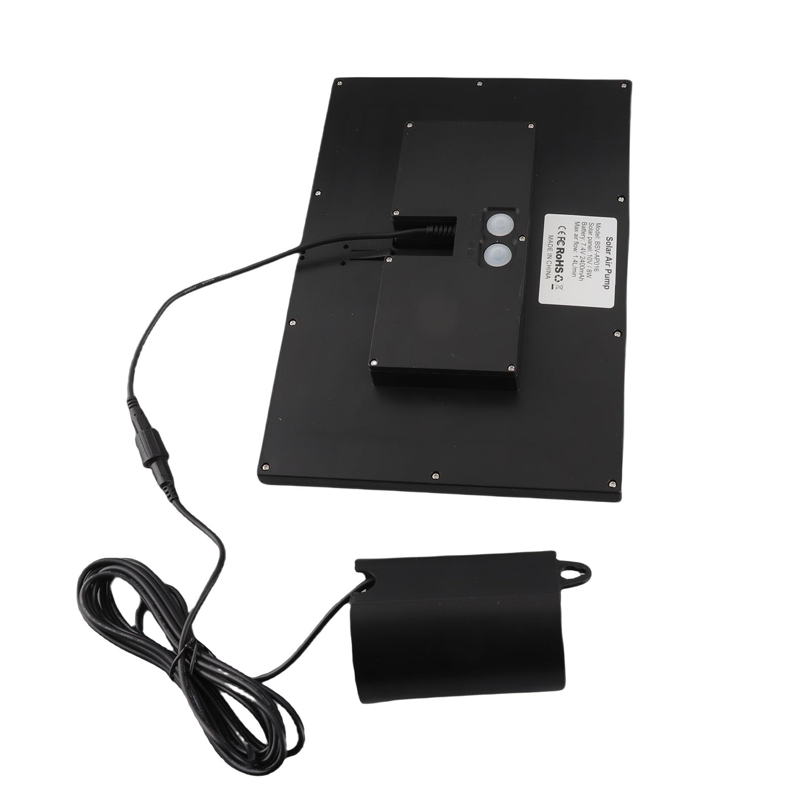 Zerodis Solar-Sauerstoff-Luftpumpe, ABS-Solar-Teichbelüfter, 10 V, 8 W, mit 2400 MAh-Akku, 3 Modi, 1,4 L min. für Kleine Fischteiche, Lagertanks, Aquarien, Hydrokultur