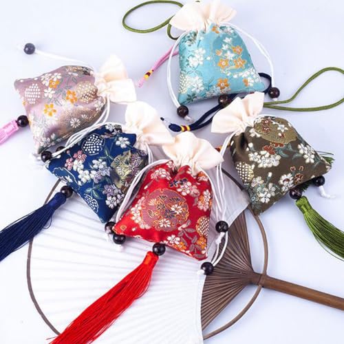 Snadulor 10 bolsas de saquito chino de brocado con cordón miniatura 7