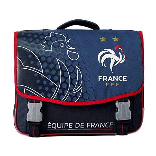 Cartable FFF 41cm bleu avec double compartiment spacieux et dos matelassé confort