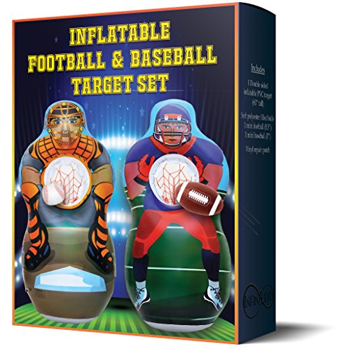 ImpiriLux Inflatable 5 Foot Tall Double Sided Football & Baseball Toss Target | Plush Mini Football and Baseball Included | Sports Game for Boys and Gils - Thumbnail 7