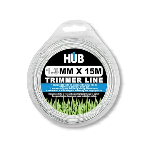 Strimmer line 1.3mm x 15m Universal Fit Nylon trimmer Wire Heavy Duty for Grass Strimmers Brushcutters DIY and Gardening Round Cord