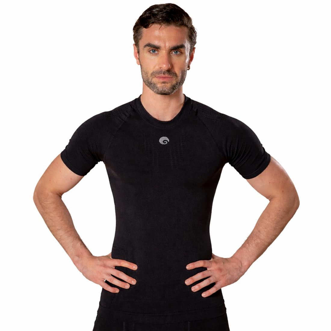 omtex Men’s Seamless Compression Half Sleeve T-Shirt | Muscle Fit, Sweat Wicking, Stretchable Sports & Gym Wear - Black-picture-47