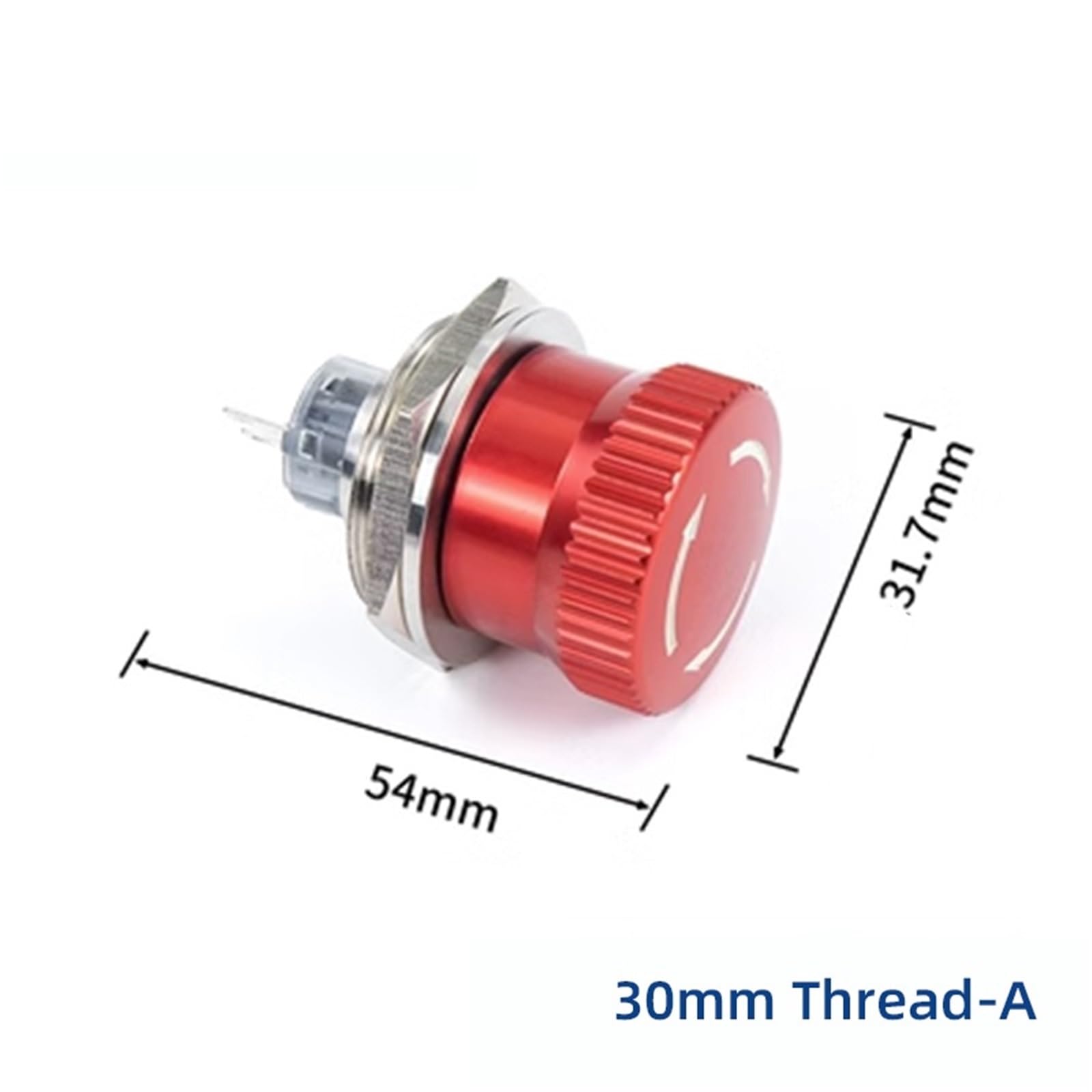Interruptor de botón de parada de emergencia de metal de 30 mm con cabeza de hongo roja IP65, 1 unidad(6Pins With Connector)