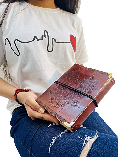 Handcrafted Leather Writing Unlined 5x7 JOURNAL (Brown Golden Corner)