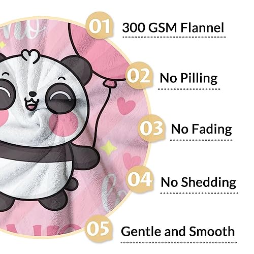 Personalized Panda Blanket Gifts with Name - 40"x50" Cute Throw Blanket for Kids, Adults - Pink Soft Fuzzy Blankets for Couch & Sofa