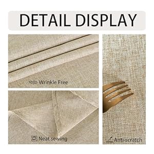 JIUZHEN Round Table Cloth Faux Linen Farmhouse Tablecloth Wrinkle and Stain Resistant Decorative Fabric Table Cover for Kitchen Dining Room Parties and Camping Beige 80 Inch Round