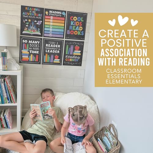 Hadley Designs Reading Posters for Classroom Elementary and Library Decor - 6 Reading Corner Decor for Classroom Decorations, Reading Strategies Library Posters, Chalkboard Bulletin Board Decorations - Image 6