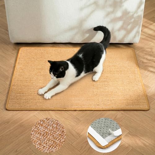 Conlun Cat Scratcher Mat Sisal Cat Scratch Pad Rug Wall Scratchers for Indoor Kitten Scratching&Stretching Furniture Protector for Post&Sofas&Couch&Carpets&Floor Kitty Bithday Gifts Medium Brown