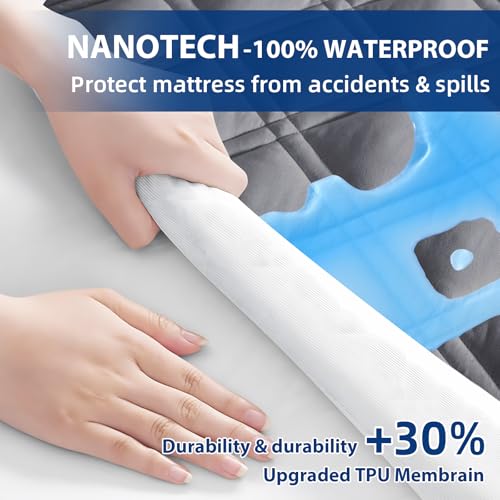 Protector de colchón impermeable King acolchado y lavable para cama grande de hogar 4