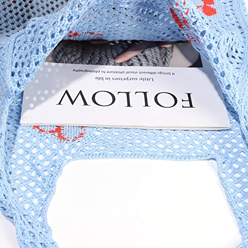 Image of Ovida Crochet Tote Bag Mesh Beach Bag Fairycore Hobo Bag Fairy Grunge Aesthetic Shoulder Bag Y2k Purse for Women Girls