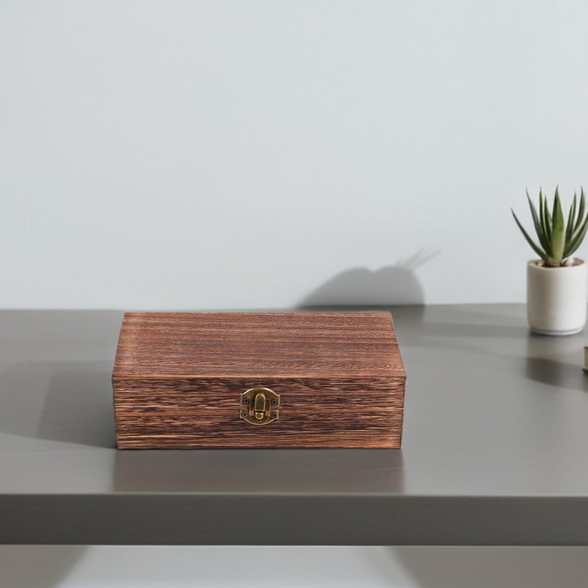 Caja de Madera Vintage Rectangular con Tapa, 2 Piezas