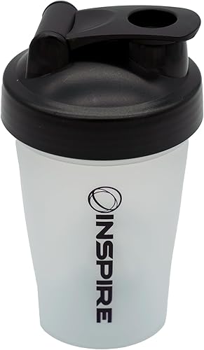 Inspire Fitness Botella agitadora, botella agitadora de 16 onzas13.5 fl oz con bola batidora de alambre, botella agitadora de polvo de proteína,